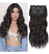 Amazon.com : ALXNAN Clip in Long Wavy Synthetic Hair Extension 20